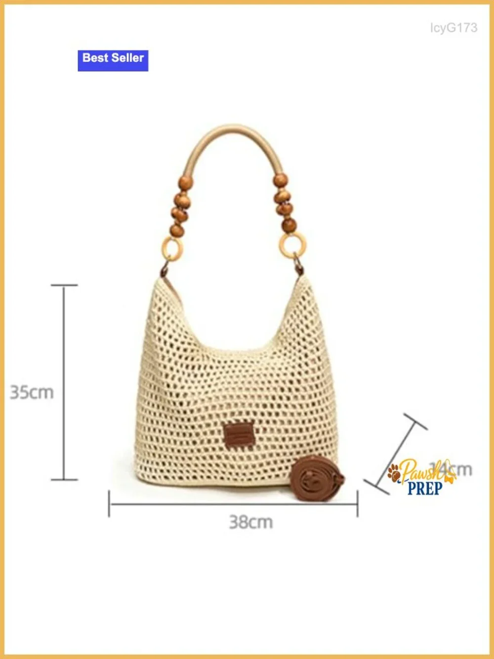 Crochet Cotton Bag Women Summer Beach Woven Hobo Handbag Bead Handmade Shoulder